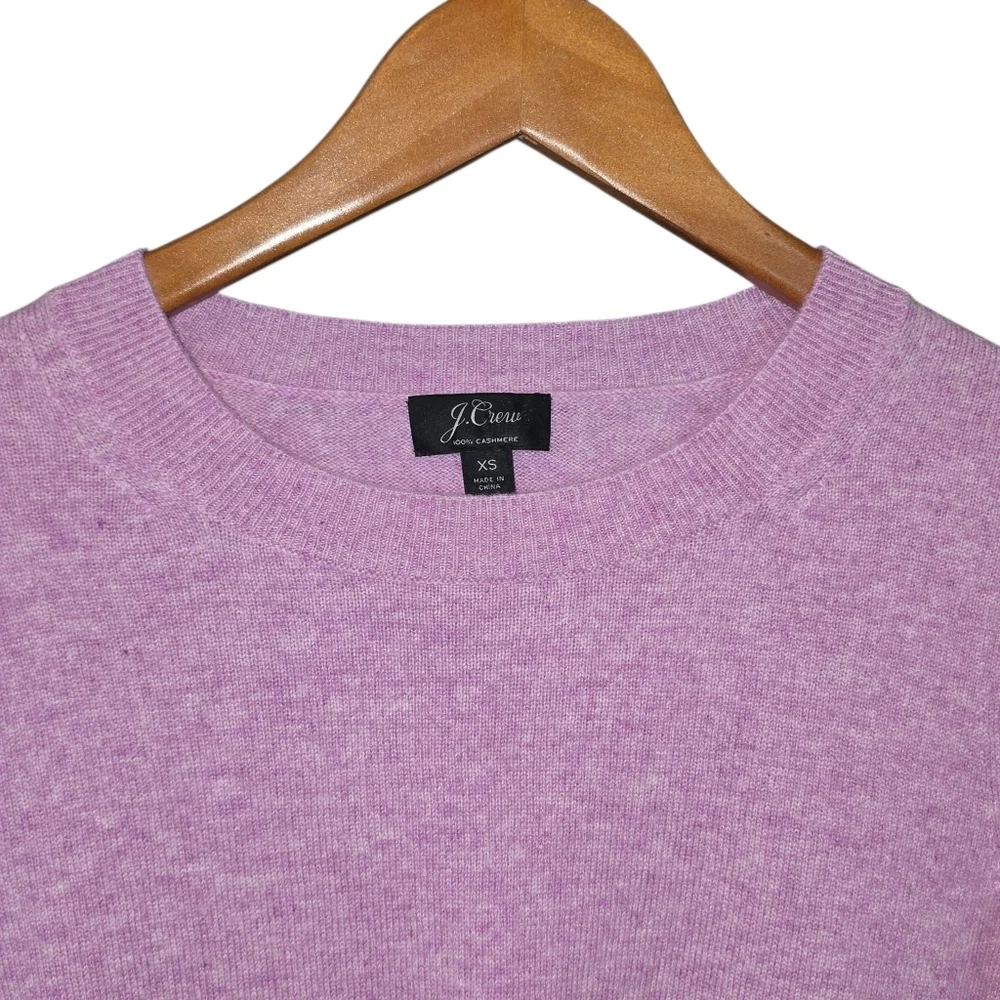 J.Crew 100% Cashmere Lilac Crewneck Sweater Lavender Luxury Knit Size XS